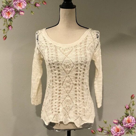 Ivory open knit sweater  - Picture 1 of 9